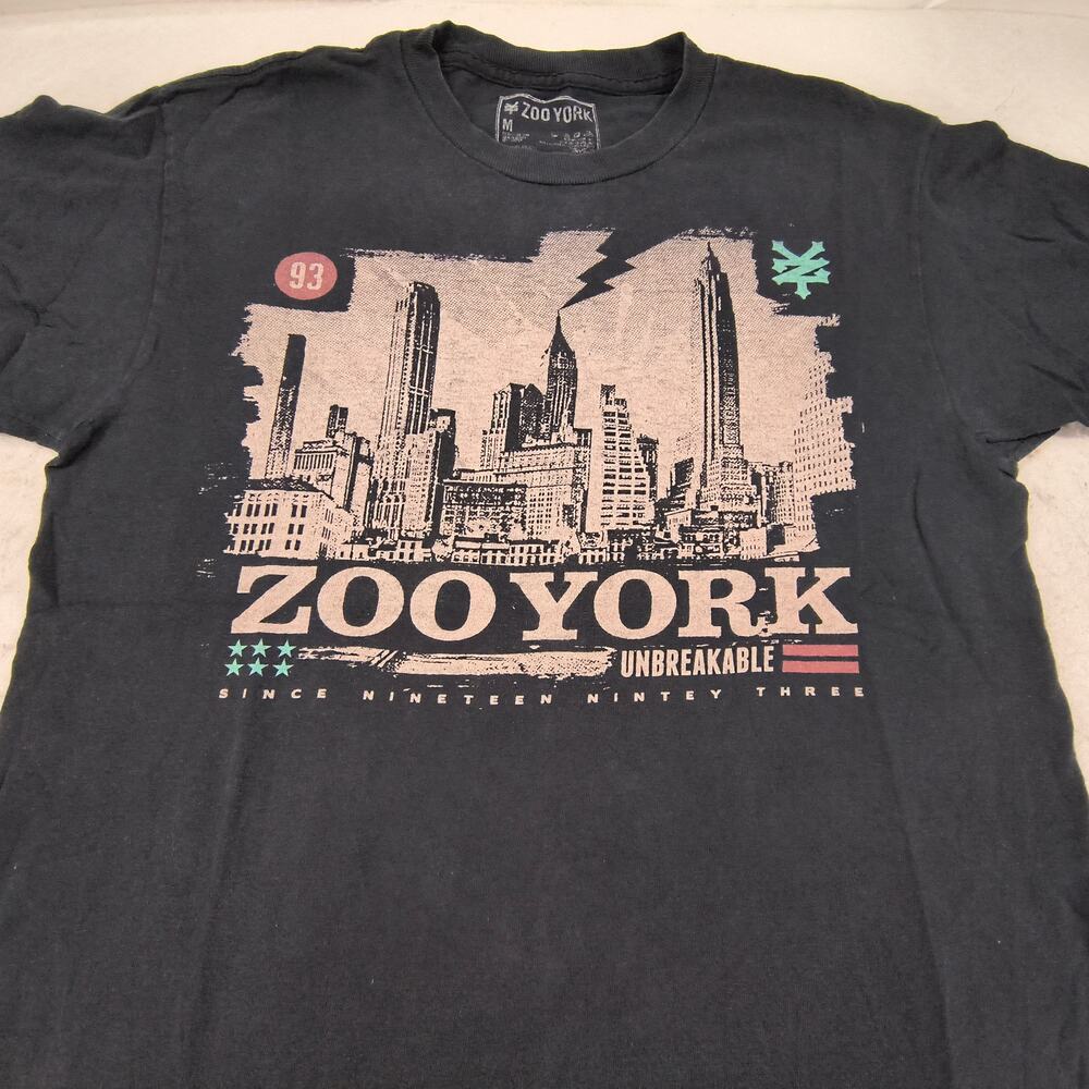 Zoo York Short Sleeve Crew Neck Shirt Adult Mens Size Medium M Black White